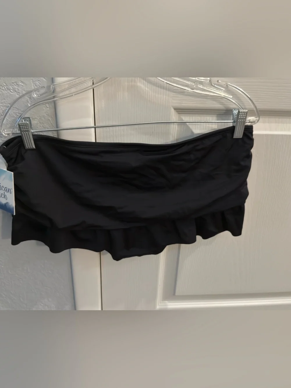 NWT American Beach Black Ruched Ruffle Swim Skirt Bottom Size L